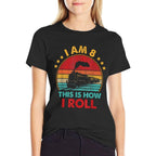8th Birthday Boy Train 8 Year Old Birthday Kids  Rolled Sleeves T-Shirt