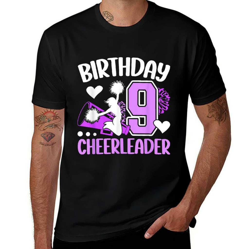 9th Cheer Birthday Party 9 Year Old Cheerleader  Durable T-Shirt