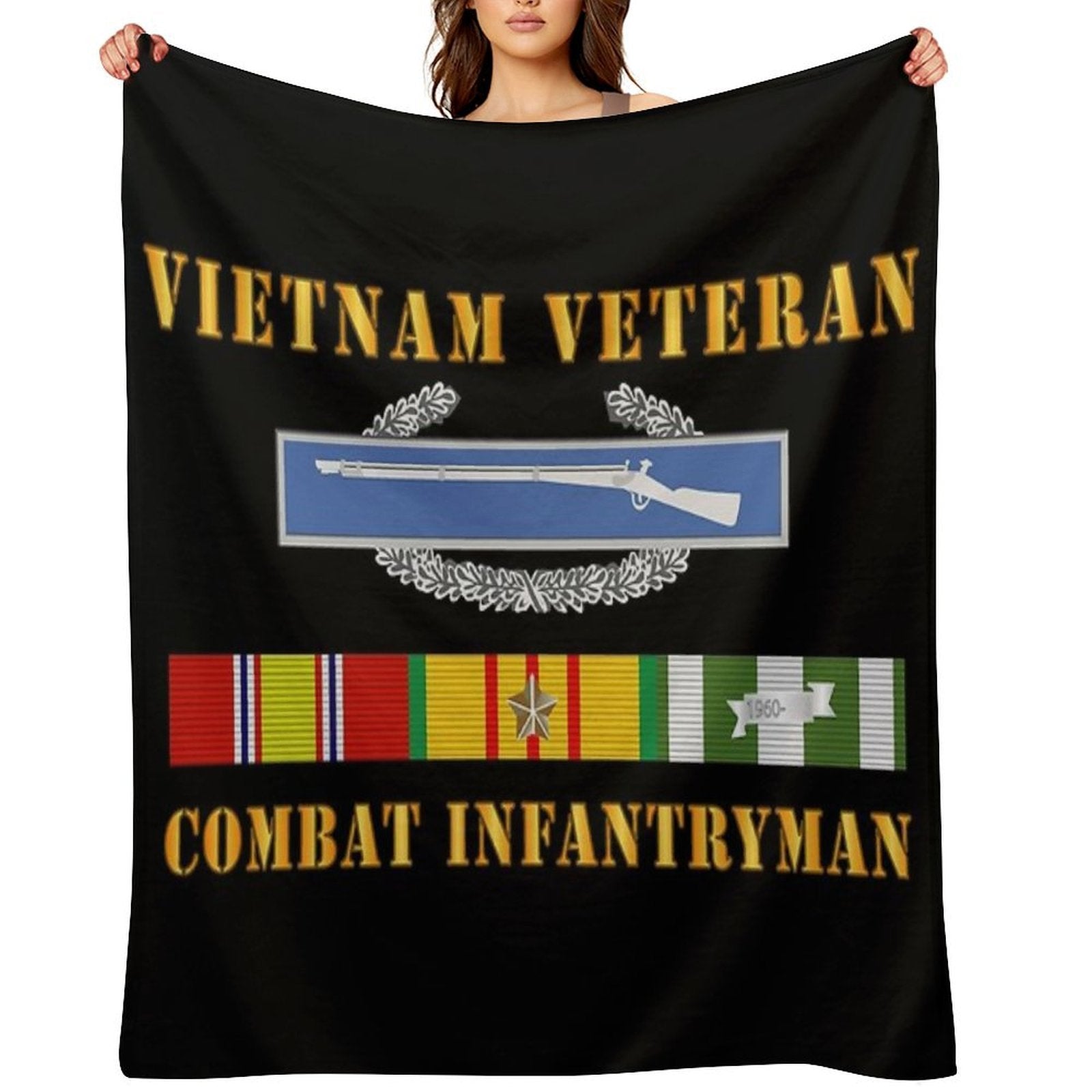 Army - Vietnam Veteran - Cbt Infantryman W CIB VN SVC Eco-conscious Throw Blanket