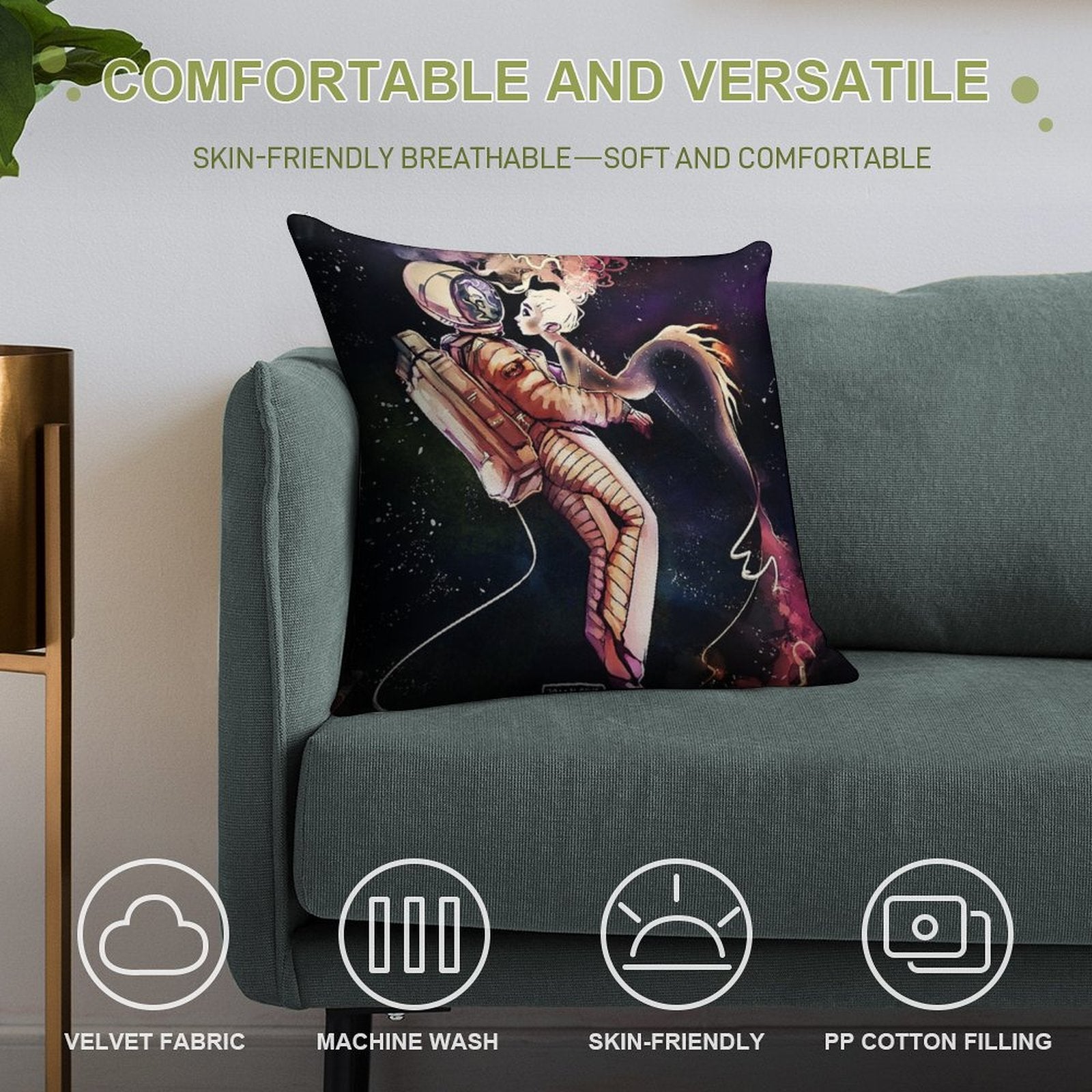 Space Mermaid Soft Warmth Comfort Throw Pillow