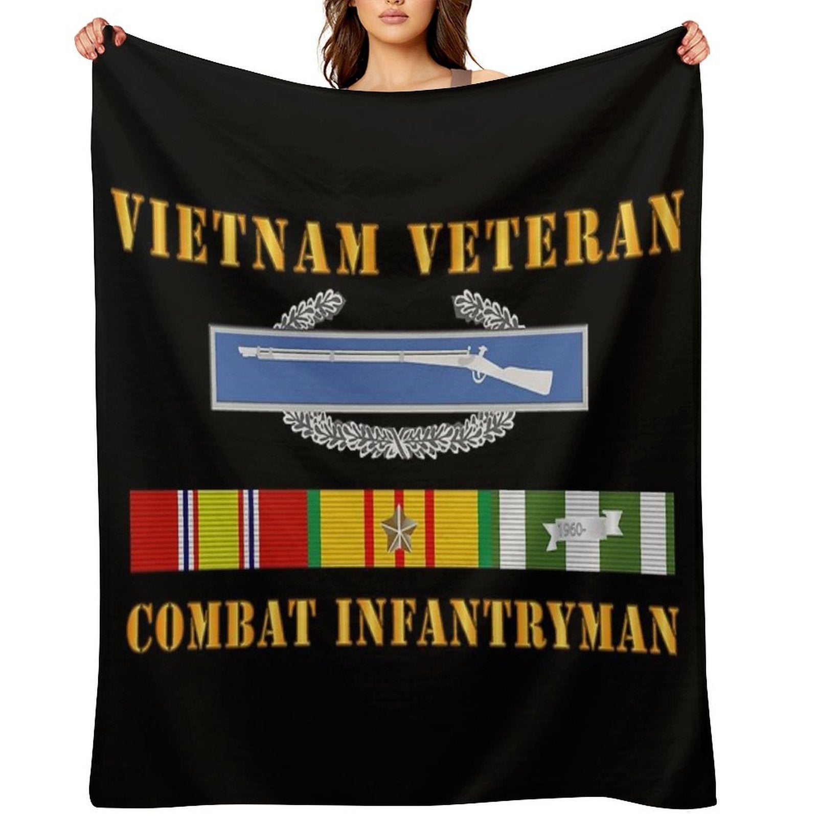 Army - Vietnam Veteran - Cbt Infantryman W CIB VN SVC Eco-conscious Throw Blanket