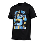 5th Birthday Boy Blue Dog Theme Party Five Cool 5 Year Old  Stretchy T-Shirt