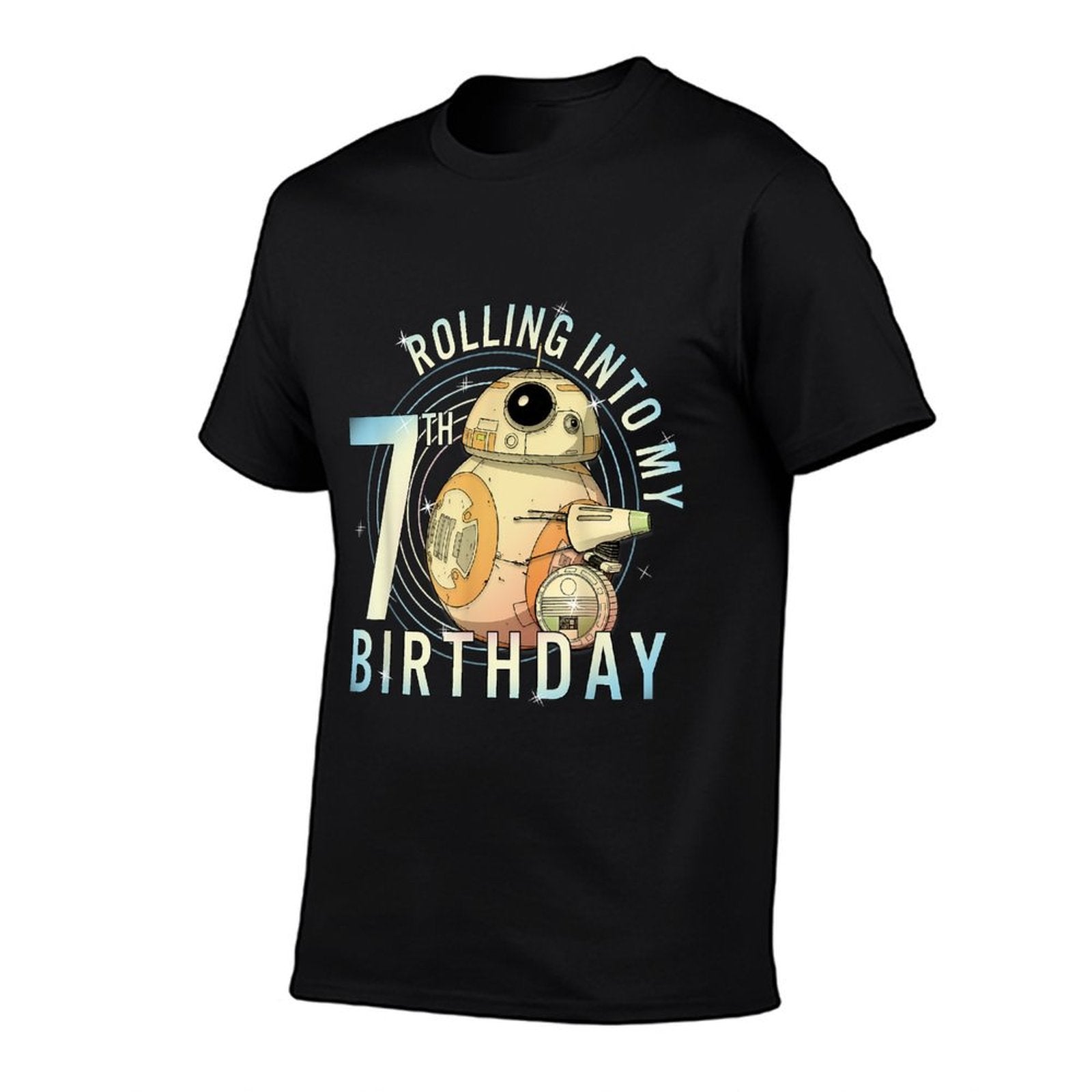 Star Wars BB-8 & D-O Rolling Into My 7th Birthday  Stretchy T-Shirt