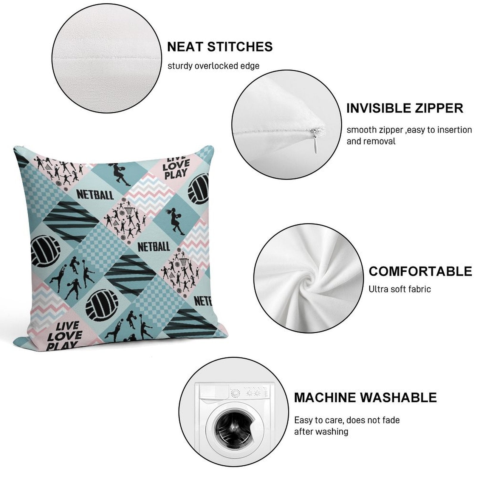 NETBALL PATTERN CROSS Soft Skin-Friendly Throw Pillow