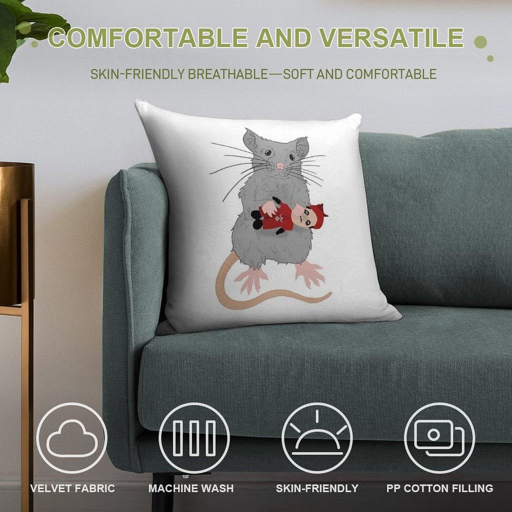 Rat with Plushia Soft Style Accent Throw Pillow