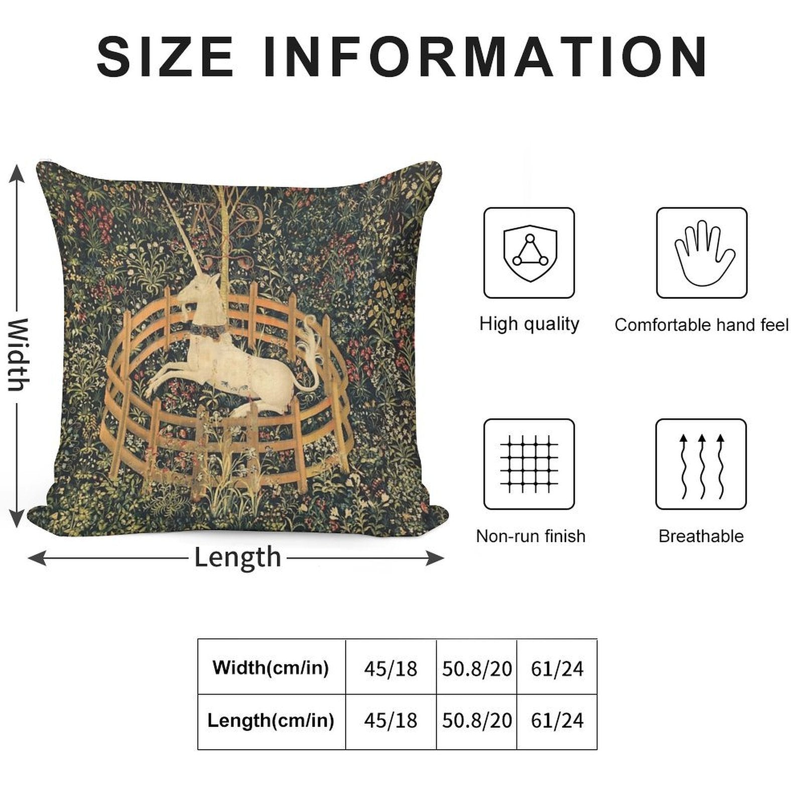 Unicorn Tapestry Soft Decorative Cover Throw Pillow