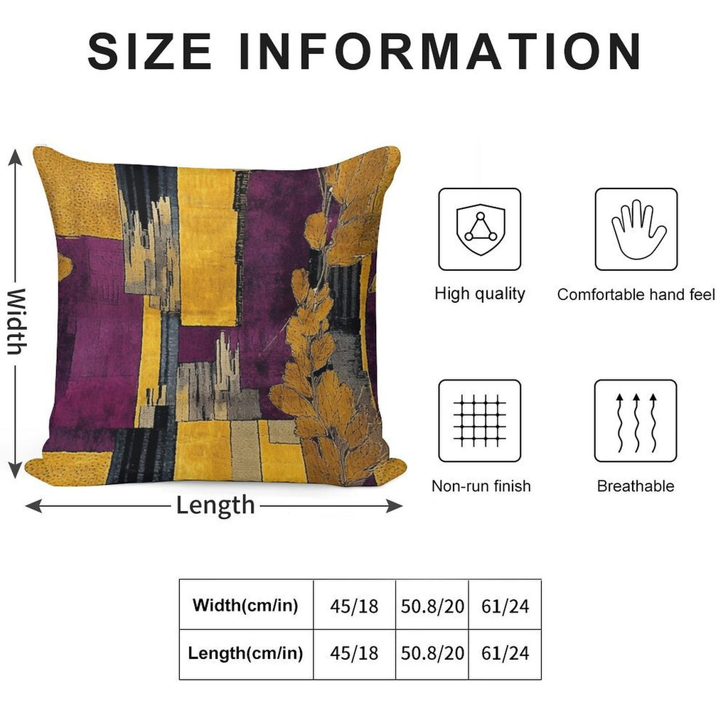 Post-Impressionist Splash in Mustard Yellow And Plum Purple Soft Gift Ready Throw Pillow