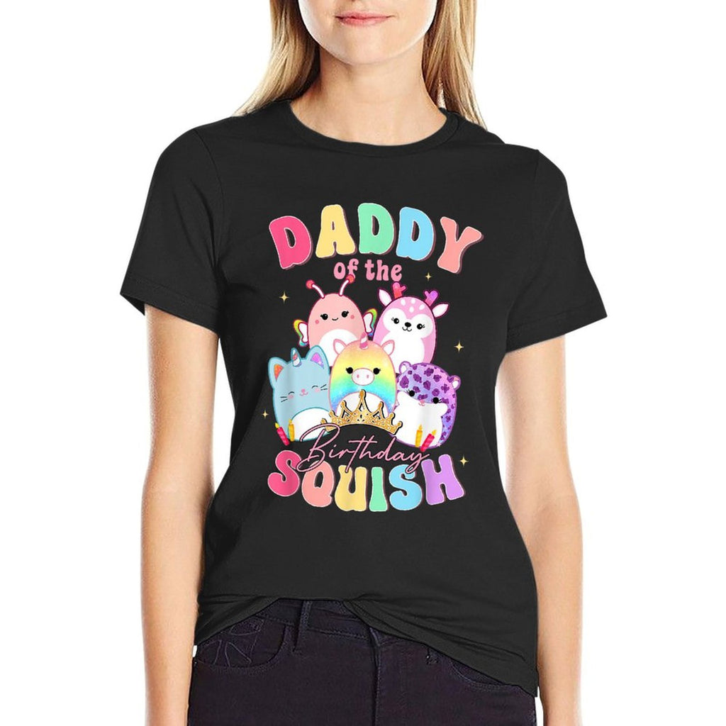 Daddy Of Birthday Girl Birthday Party Squish Squad Mallow  Quick-drying T-Shirt