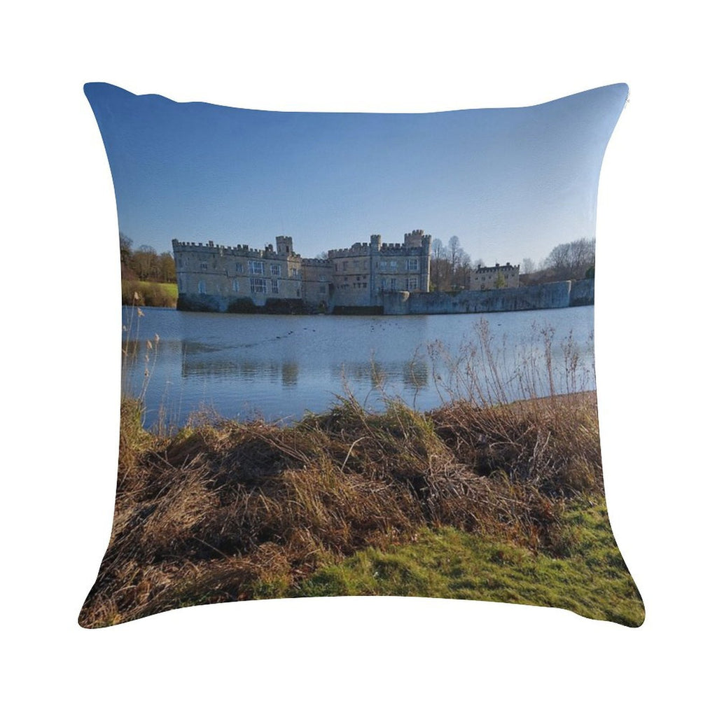 Panoramic View of Leeds Castle in Kent England UK Soft Multiple Sizes Throw Pillow