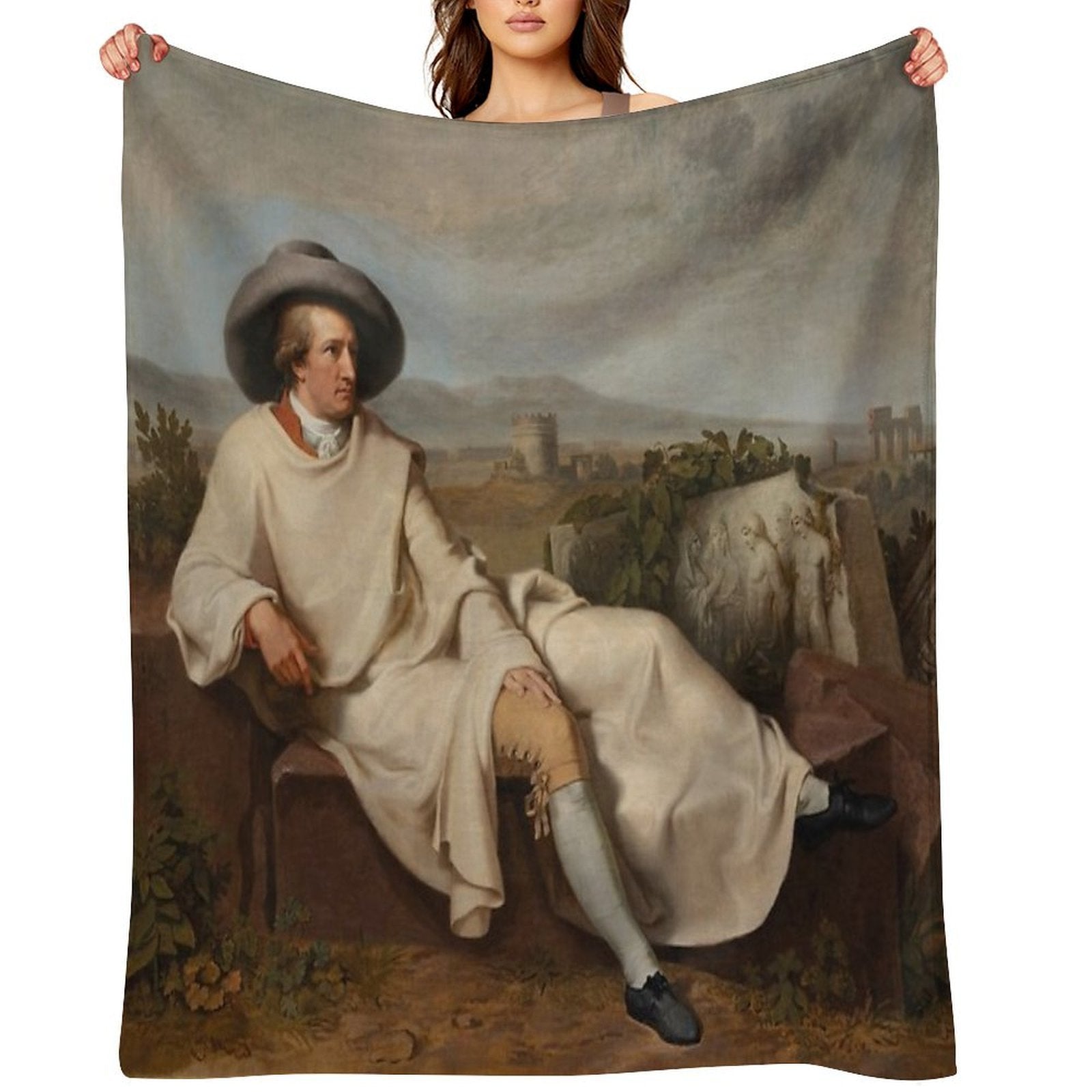Johann Heinrich Wilhelm Tischbein, Goethe in The Roman Campagna Travel-friendly Throw Blanket