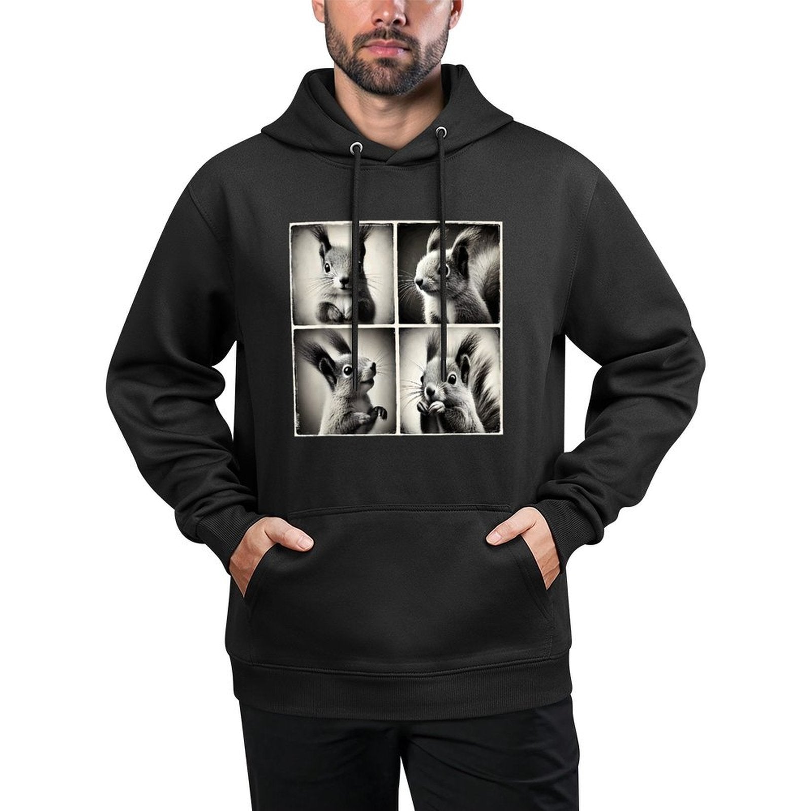 Squirrel Selfie Funny Cute Meme Art Vintage Animal Lover Shrink-Resistant Hoodie