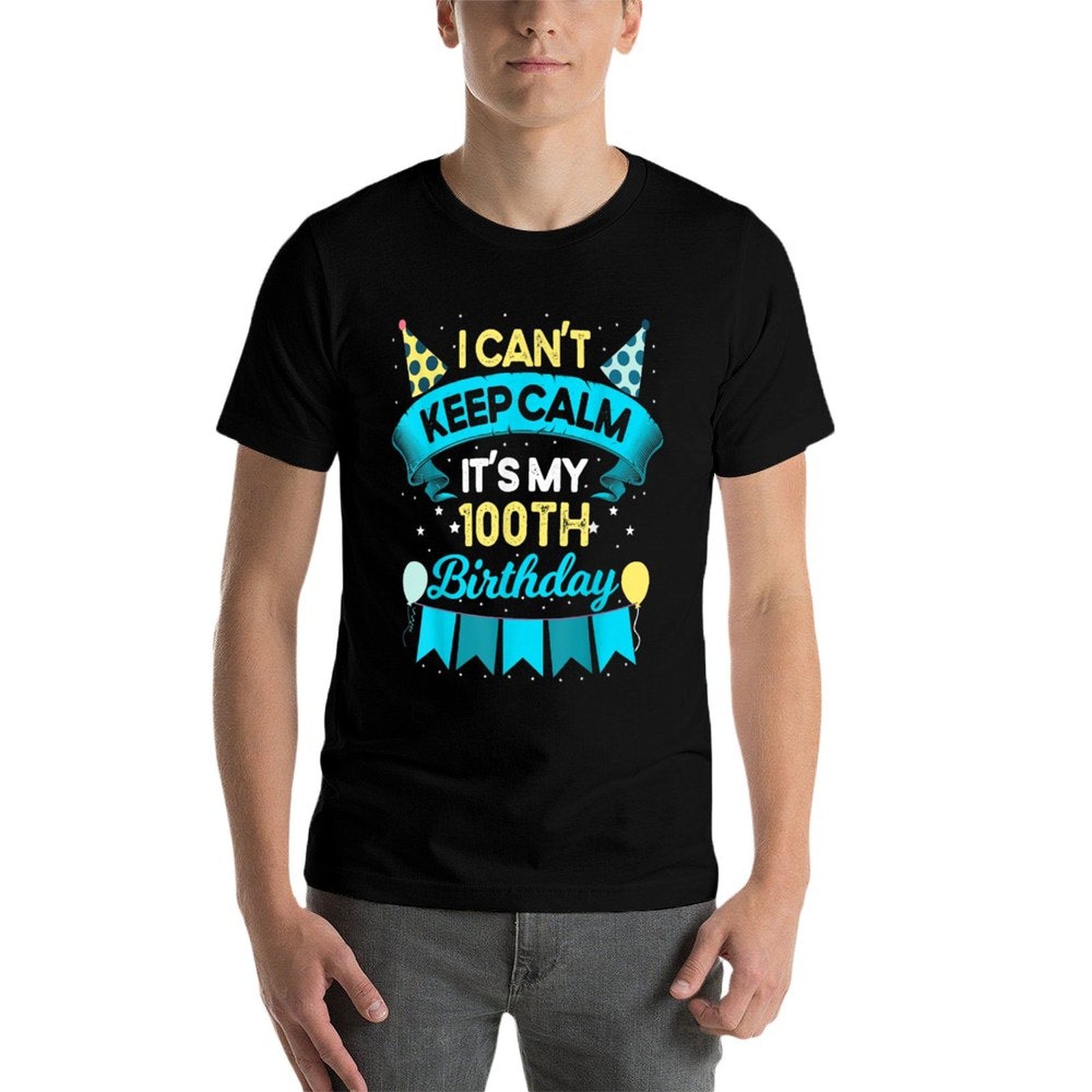 100 Year Old Men Women Birthday Gift It's My 100th Birthday  Ribbed Collar T-Shirt