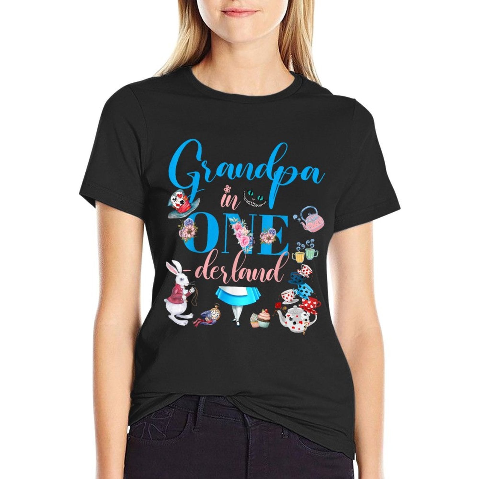 Alice in ONEderland Family Grandpa Of The Birthday Girl  Versatile T-Shirt