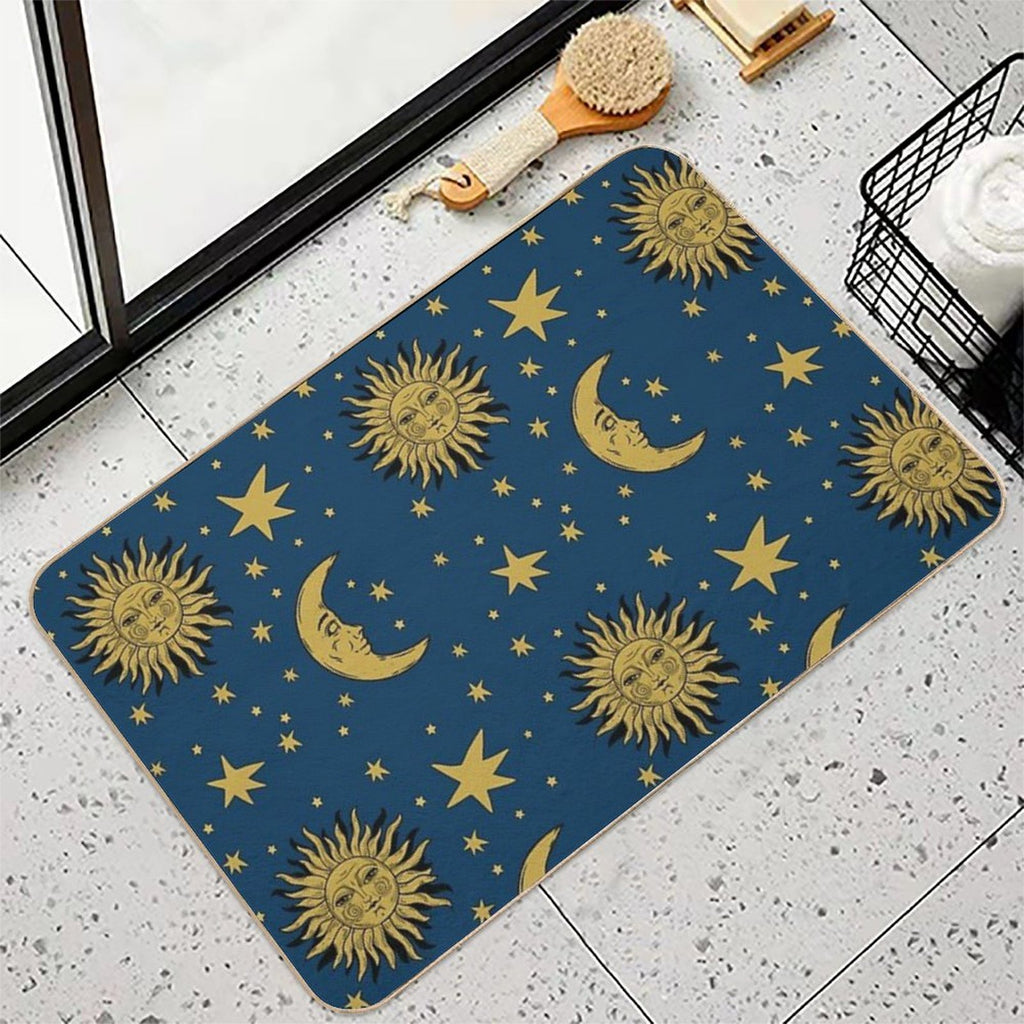 90s Whimsi-goth Celestial Sun And Moon Pattern  Multi-Purpose Bath Mat
