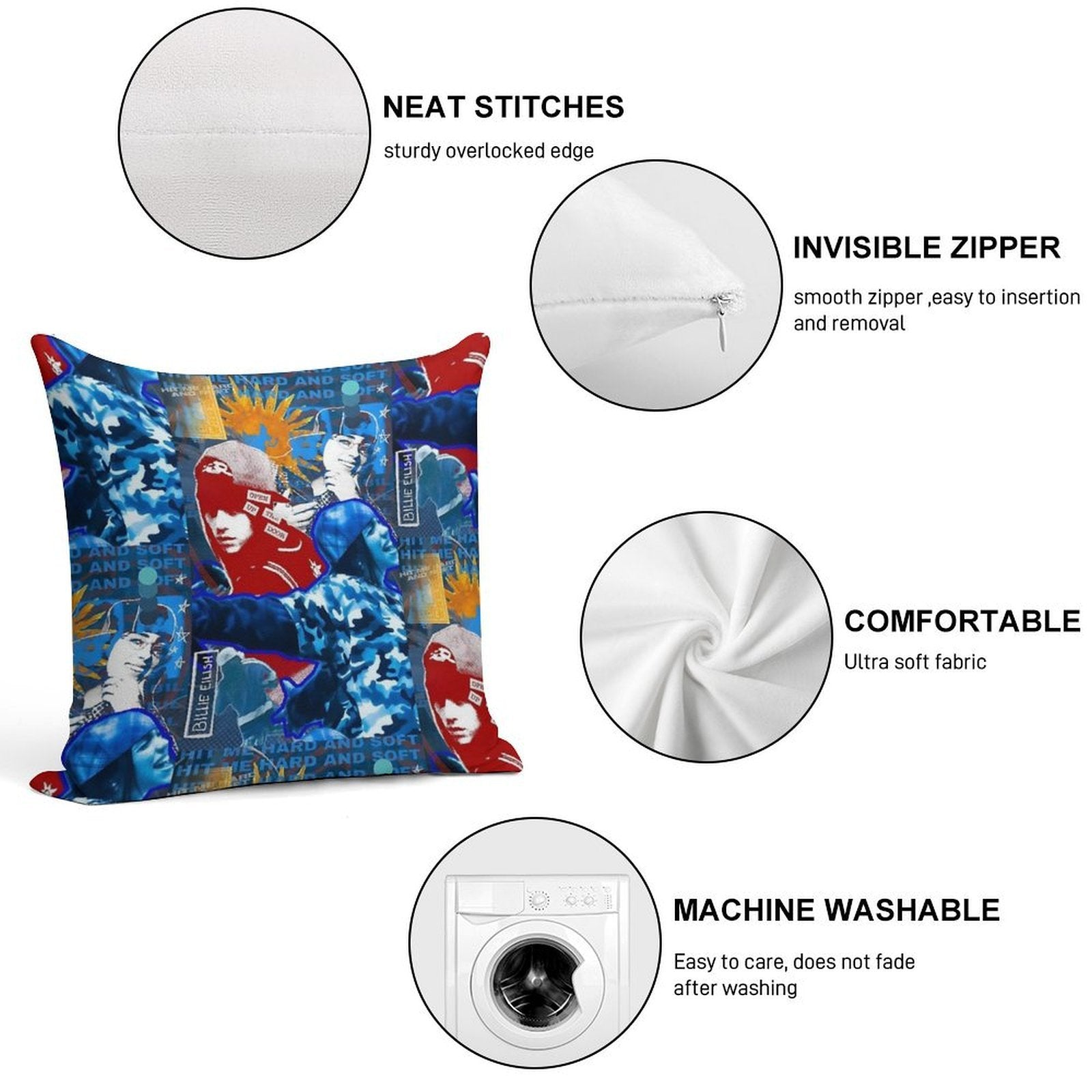 Billie Hit Me Hard And Soft Soft Multiple Sizes Throw Pillow