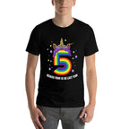 5 Years Old Birthday Girl Unicorn Rainbow 5th Birthday Gift  Ribbed Collar T-Shirt