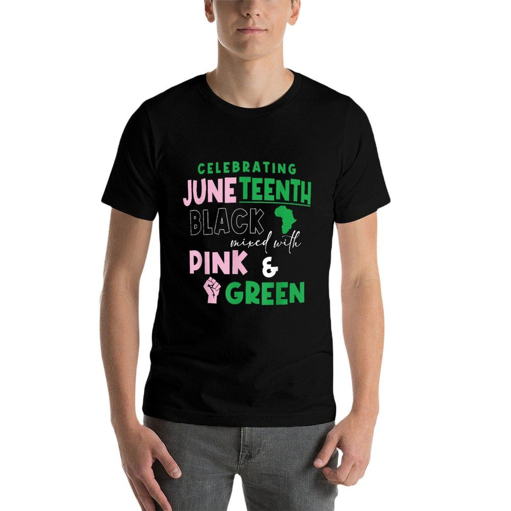 Celebrating Juneteenth Black Mixed with History Pink  Polyester Blend T-Shirt