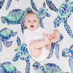 Turtles in Aqua And Blue Machine-washable Throw Blanket