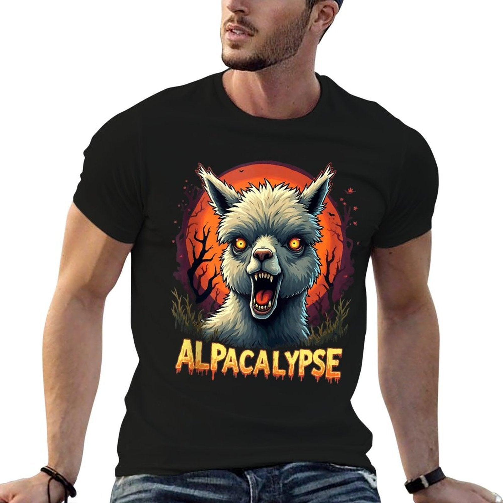 Alpacalypse - Funny Alpaca Zombie Halloween  Vintage-inspired T-Shirt