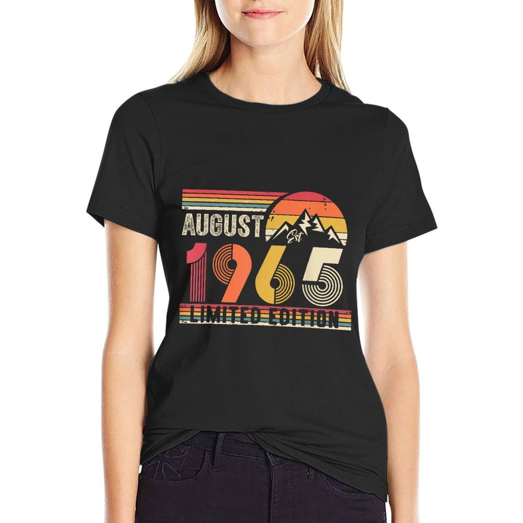 Vintage 1965 Limited Edition 60Year-Old August 60th Birthday  Summer-ready Fabric T-Shirt
