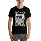 Just A Boy Who Loves Elephants Elephant Lover Boys Kids  Moisture-wicking T-Shirt