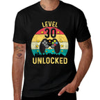 Level 30 Unlocked Video Gamer 30th Birthday  Rolled Sleeves T-Shirt