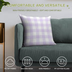 Pastel Purple Gingham Pattern (Large Wide Print) Soft Shrink-Resistant Throw Pillow