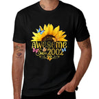 Awesome Since 2002 Sunflower 21st Birthday Vintage 2002  Cotton T-Shirt