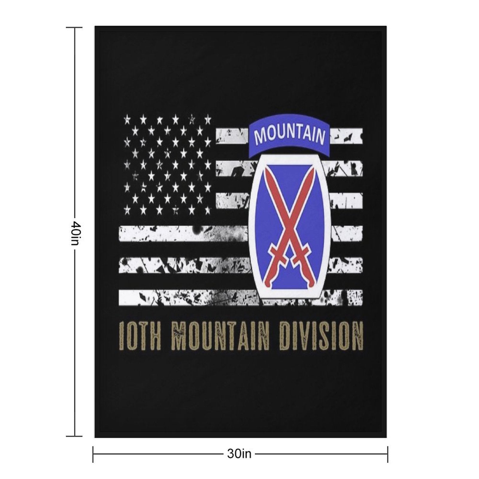 10th Mountain Division (Distressed Flag) Velvety-soft Throw Blanket