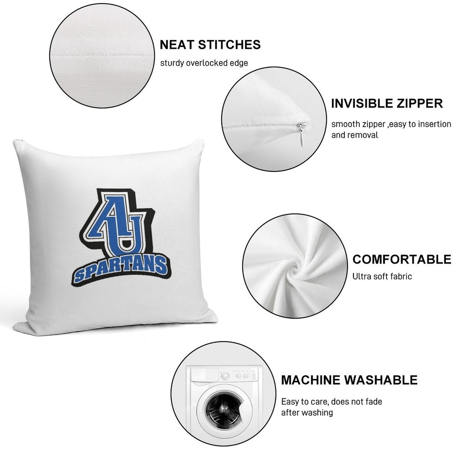 Aurora University Spartans Soft Reinforced Edging Throw Pillow