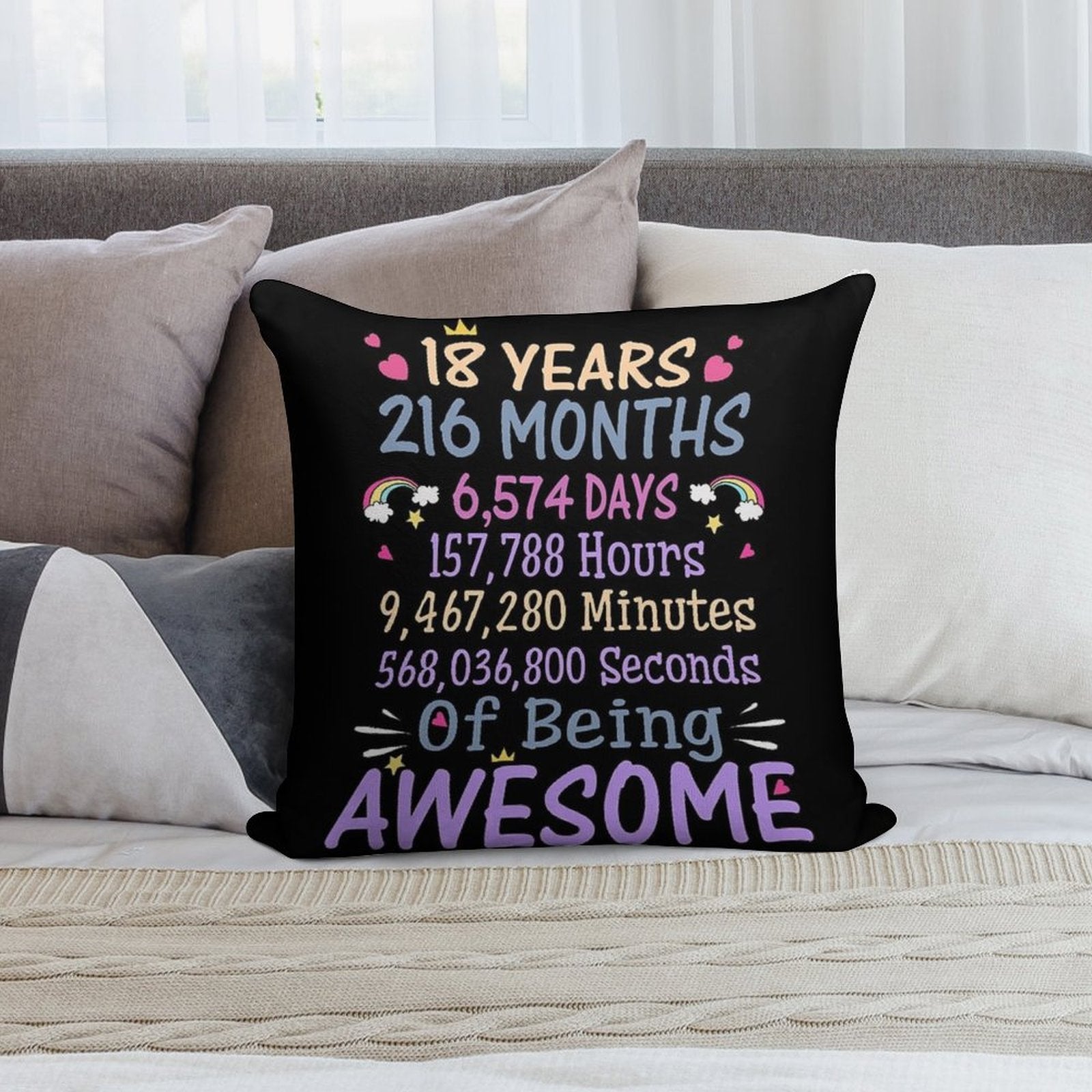 18th Birthday Gift 18 Years Old Being Awesome Soft Warmth Comfort Throw Pillow