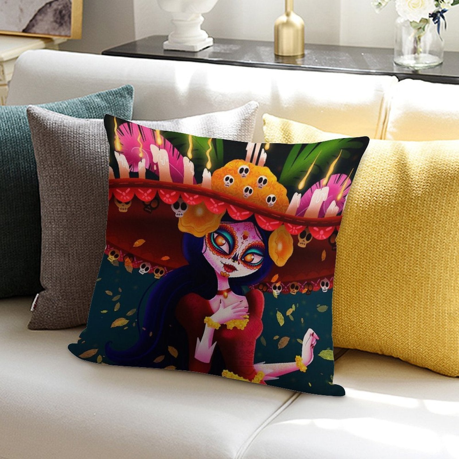 La Muerte - The Book of Life Soft Short Plush Fabric Throw Pillow