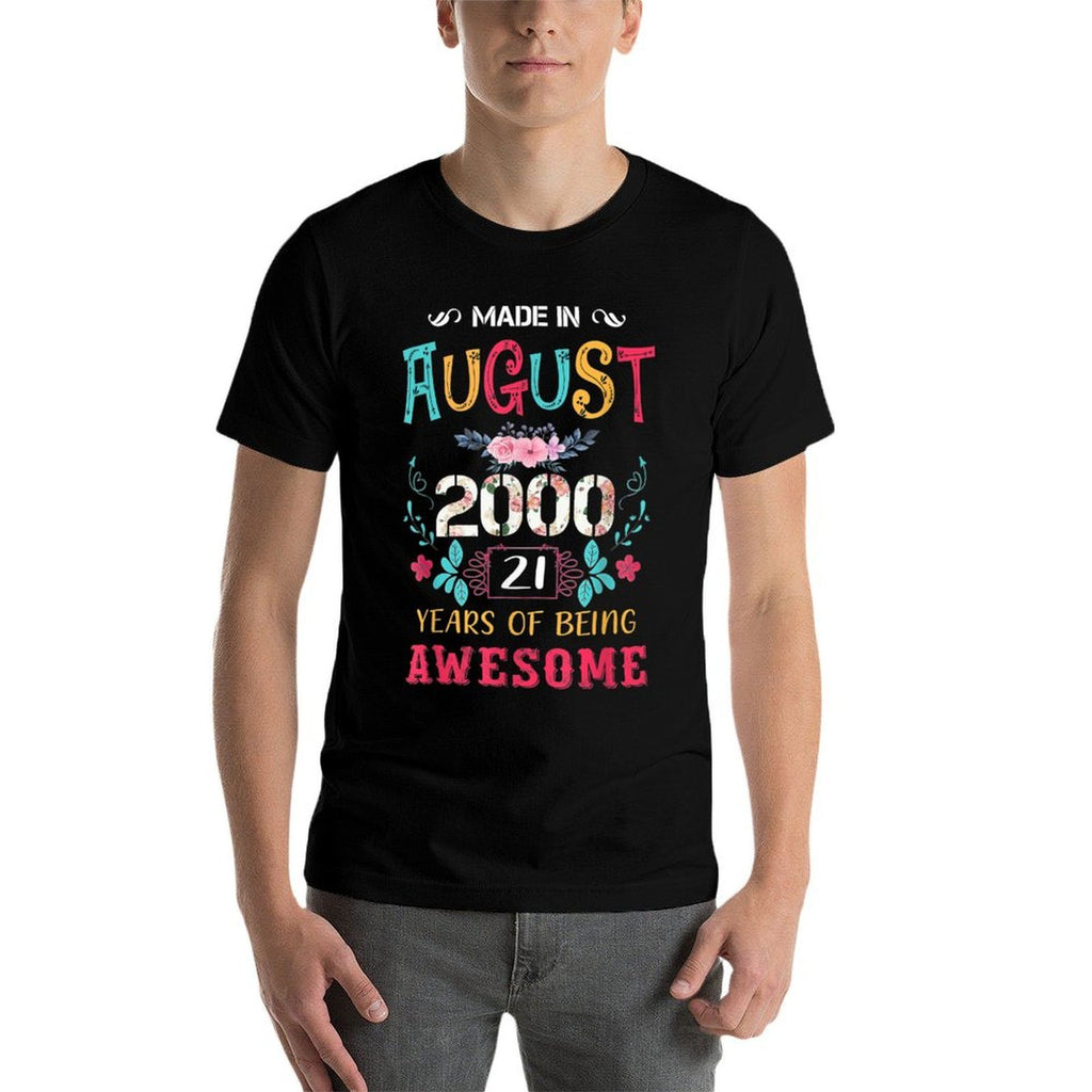Funny Awesome August 2000 Vintage 21st Birthday  Wrinkle-resistant T-Shirt