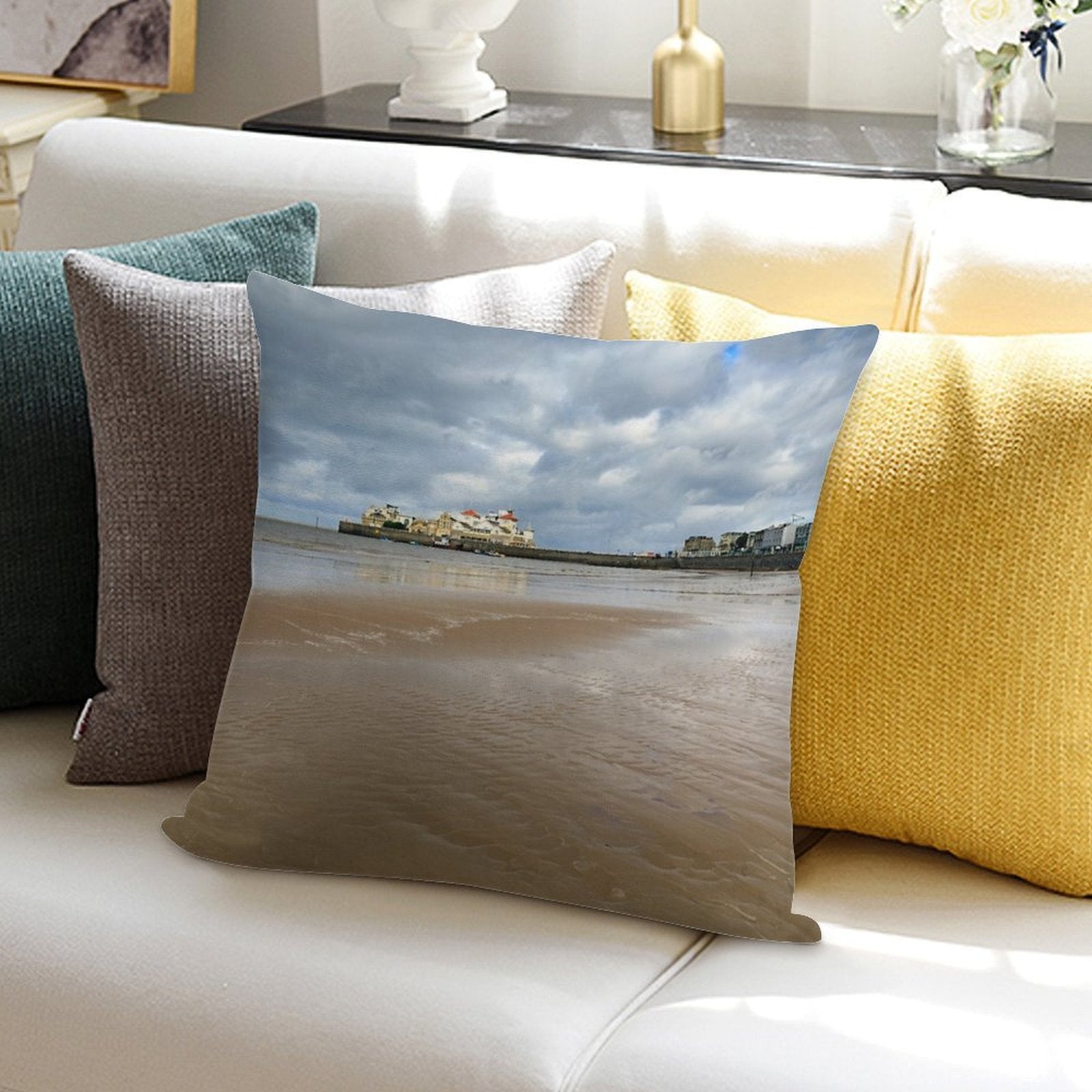 Towards Kingstone Island Weston-Super-Mare Soft Warmth Comfort Throw Pillow