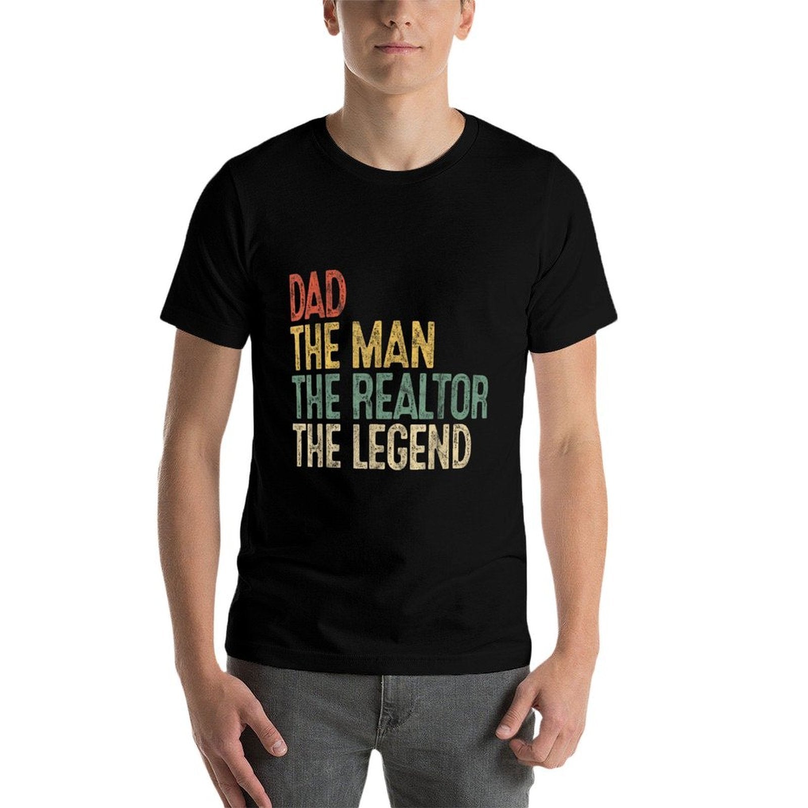 Vintage Dad Man Realtor Legend Gift Father Real Estate Agent  Fade-proof Color T-Shirt