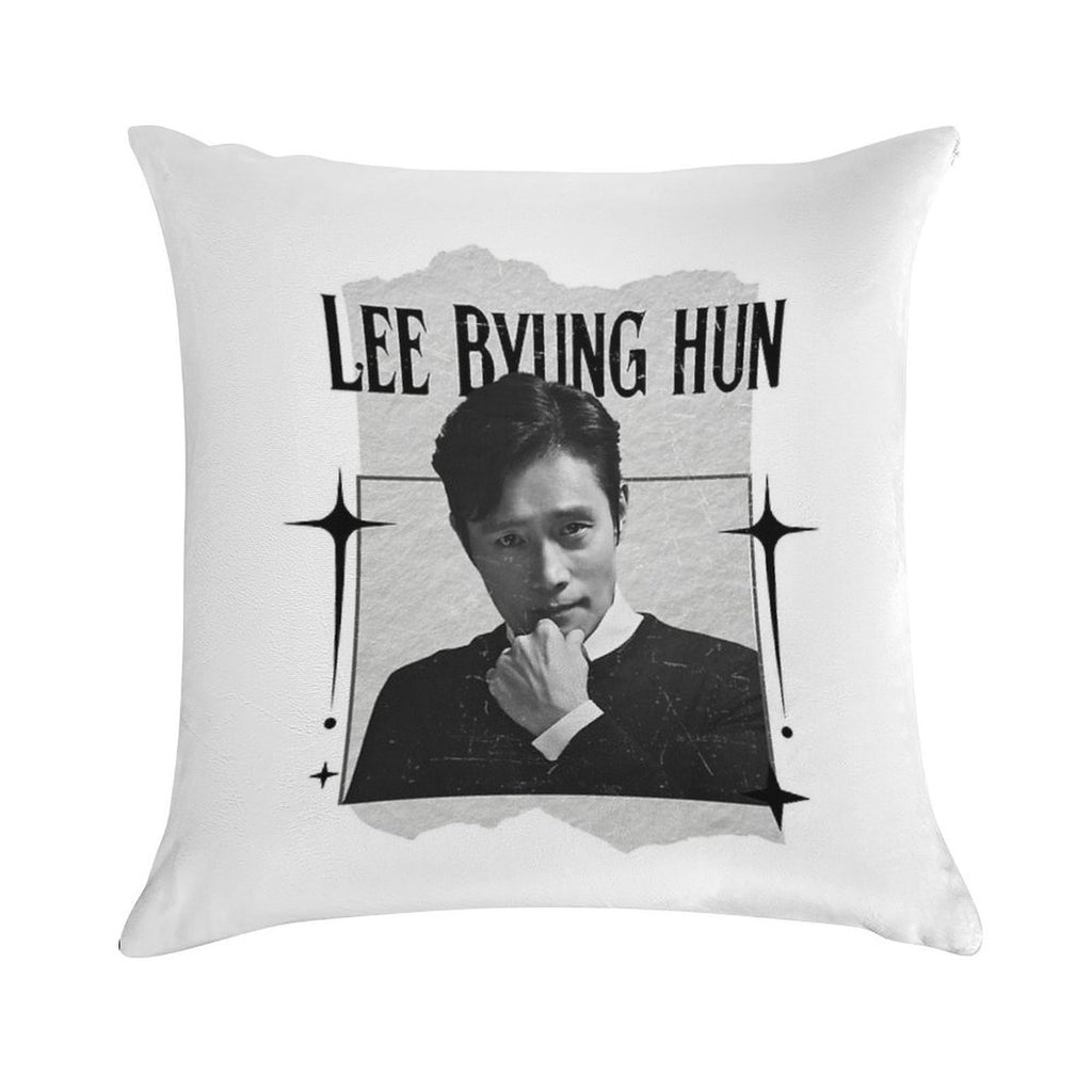 Lee Byung-hun Korean Actor Preppy Black And White Scrapbook Collage Design Soft Multiple Sizes Throw Pillow