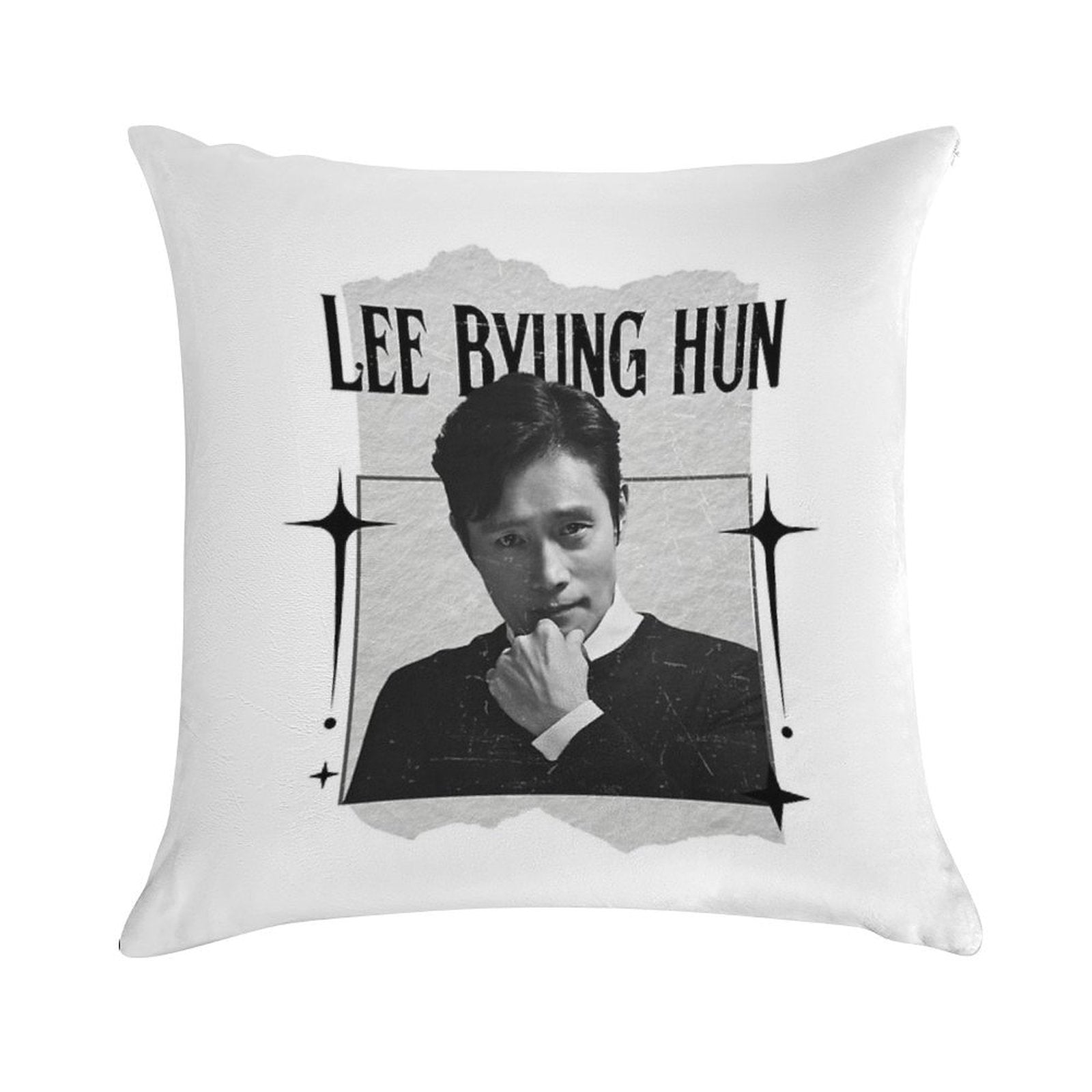 Lee Byung-hun Korean Actor Preppy Black And White Scrapbook Collage Design Soft Multiple Sizes Throw Pillow
