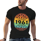 Vintage Established 1961 62nd Birthday Party Retro Men  Wrinkle-resistant T-Shirt