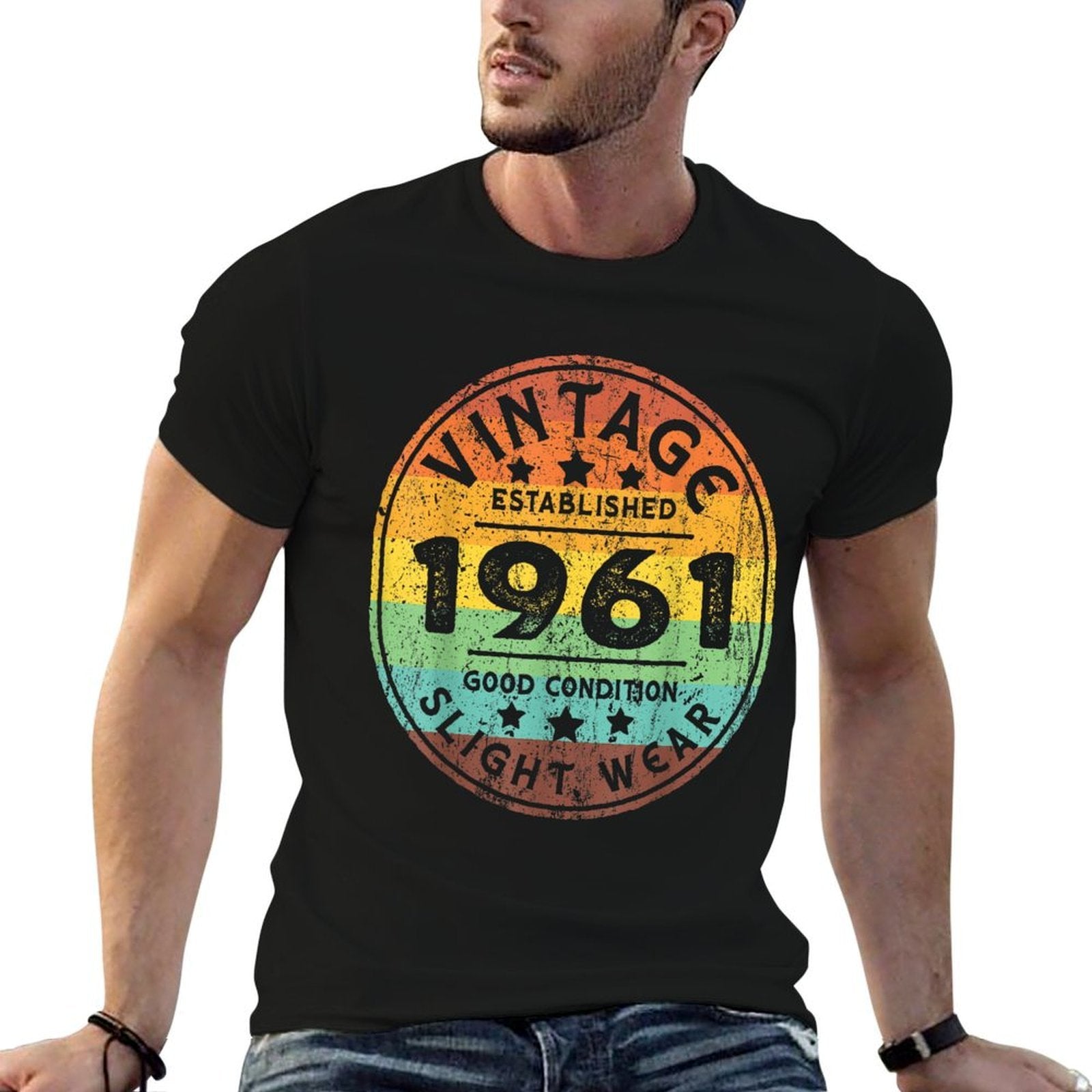 Vintage Established 1961 62nd Birthday Party Retro Men  Wrinkle-resistant T-Shirt