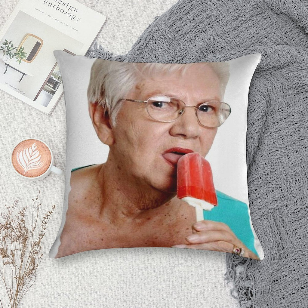 Granny Ice Lolly Soft Hidden Zipper Throw Pillow