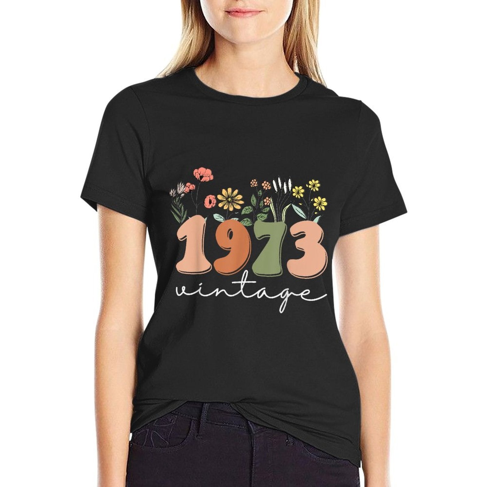 50 Years Old Vintage 1973 50th Birthday Wildflower Women  Tagless Design T-Shirt
