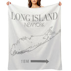 Long Island Map Machine-washable Throw Blanket