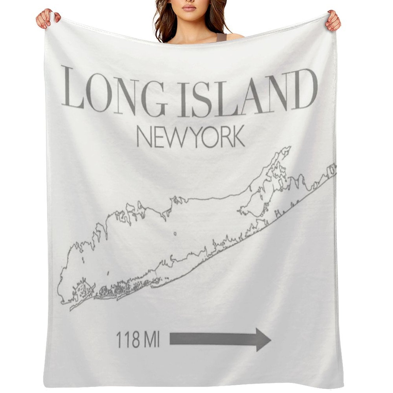 Long Island Map Machine-washable Throw Blanket