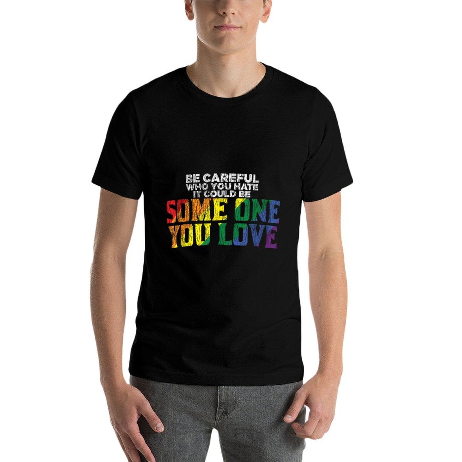 Vintage Rainbow Be Careful Who You Hate Pride Ally Gay LGBTQ  Classic T-Shirt