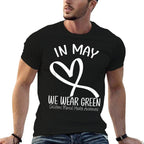 Heart In May We Wear Green Childrens Mental Health Awareness  Stretchy T-Shirt