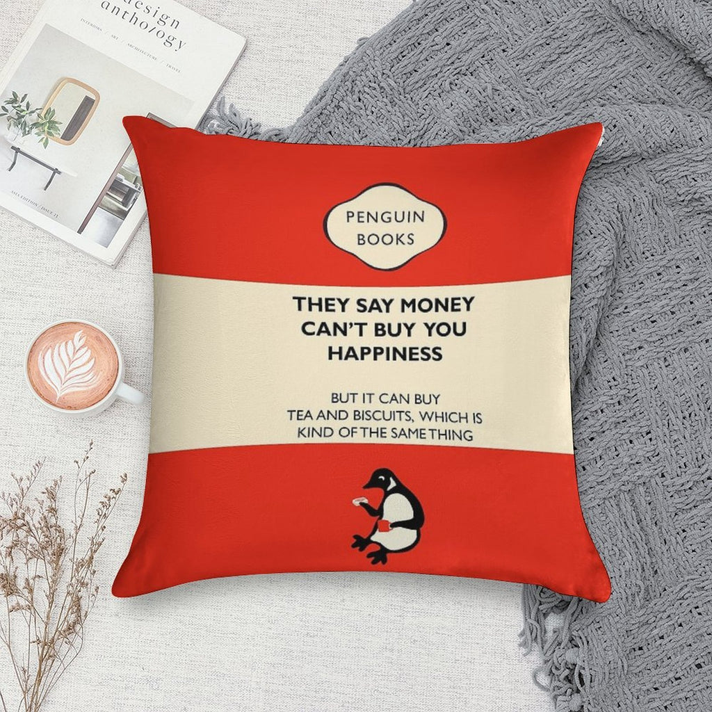 Tea And Biscuits Parody Penguin Book Cover Soft Bedroom Essential Throw Pillow