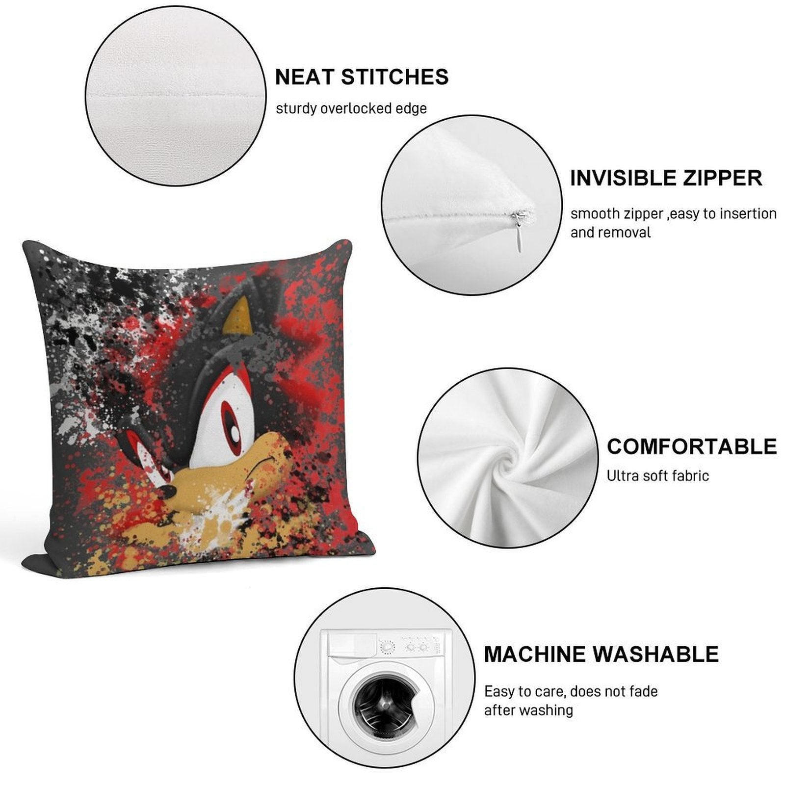 Shadow Stare Back V2.0 Soft Hidden Zipper Throw Pillow