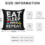Eat Sleep Build Repeat Building Blocks Bricks Master Builder Soft Gift Ready Throw Pillow