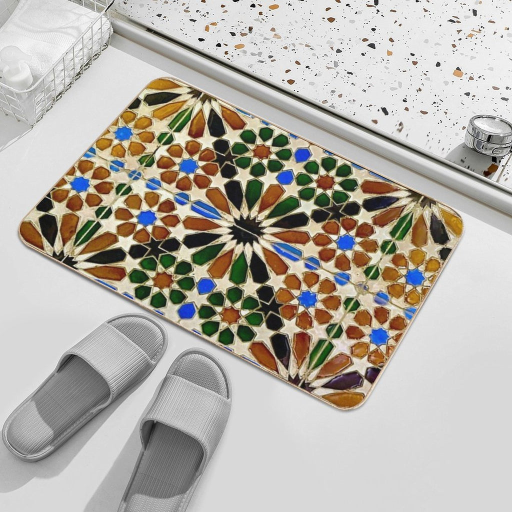 A Tile Wall in Tangier  Long-Lasting Bath Mat