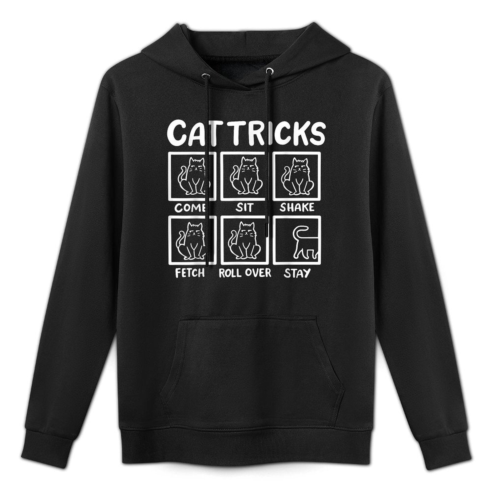 Outstanding Gifts for Cat Owner Cat Tricks Unisex-Adults, Unisex-Kids Black Classic Fit Cotton, Polyester Easy Care Hoodie